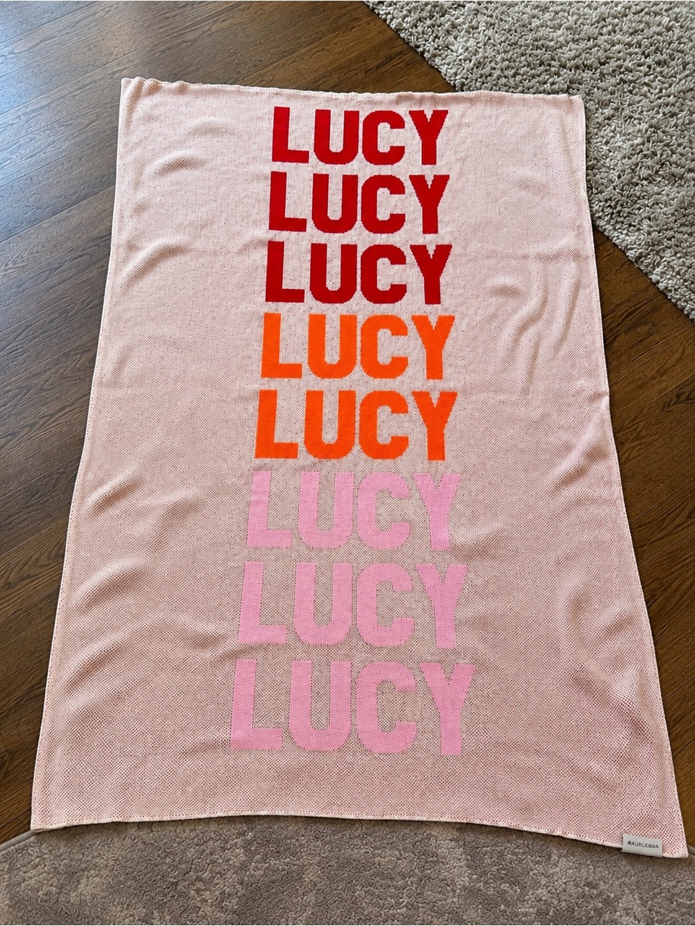 Baublebar LUCY Name Orange Pink 38x56 Throw Blanket